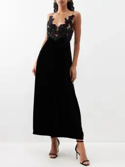 Zimmermann Sensory Bodice Velvet Slip Dress Black Size 3 / AU 14