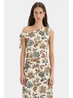 Sir the Label Eleanora Tie Shoulder Dress Viola Print Size AU 6 for rent on The Volte - image 2