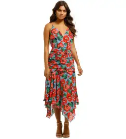 Talulah Luscious Midi Dress in Luna Red Print Size 10 for rent on The Volte - image 1