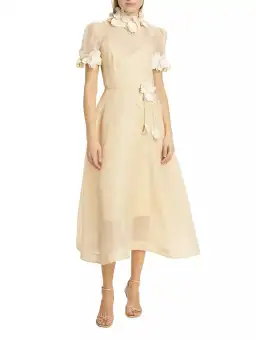 Zimmermann Luminosity Liftoff Flower Midi Dress Cream Size 0P / AU 6 for rent on The Volte - image 1