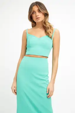 Kookai Oyster Panel Top Size 38/Au 10 and Oyster Column Skirt Size 36/Au 8 Set Aqua Green  for rent on The Volte - image 2