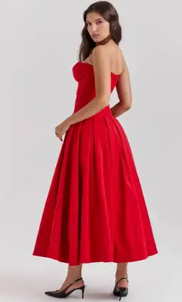 House Of CB Lady Strapless Midi Tulle Dress  Scarlet Size S/Au 8  for rent on The Volte - image 2