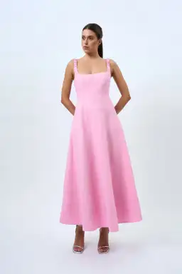 By Johnny Daphne Bust Midi Dress Taffy Pink Size 6 for rent on The Volte - image 1