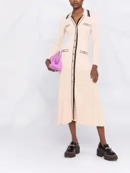 Sandro Alexandrine Ribbed Knit Midi Dress Beige Size 6 AU for rent on The Volte - image 1