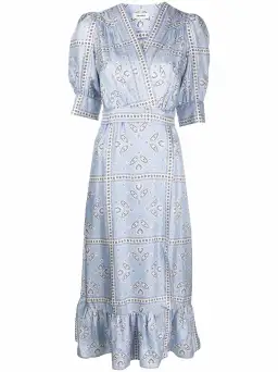Sandro Enrika Midi Dress Sky Blue Size 6 for rent on The Volte - image 5