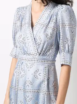 Sandro Enrika Midi Dress Sky Blue Size 6 for rent on The Volte - image 4