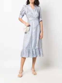 Sandro Enrika Midi Dress Sky Blue Size 6 for rent on The Volte - image 2
