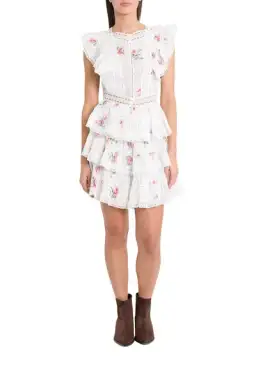 Zimmermann Heathers Pintuck Frill Short Dress In Floating Bouquet Size 6 for rent on The Volte - image 4