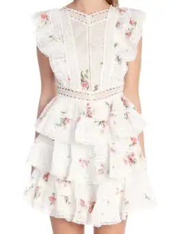 Zimmermann Heathers Pintuck Frill Short Dress In Floating Bouquet Size 6 for rent on The Volte - image 3