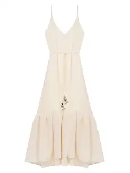 Maje Rolio Strappy Woven Maxi Dress Ecru Cream Size 34 / AU 6 for rent on The Volte - image 8