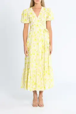 Talulah Jasmine Midi Dress in Yellow Size 12