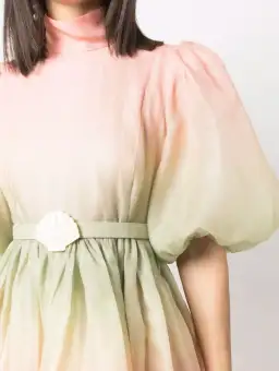 Zimmermann Postcard Puff Sleeve Midi Dress Ombre Watermelon Size 1 / AU 10 for rent on The Volte - image 2