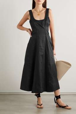 Zimmermann Lulu Cut Out Linen Midi Dress Noir Black Size 6 for rent on The Volte - image 1