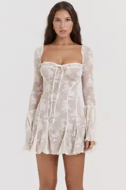 House of CB Analissa Lace Corset Mini Dress Vintage Cream Size S / AU 8 for rent on The Volte - image 2