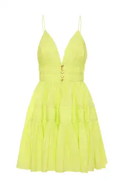 Aje Grace Tiered Mini Dress Light Lemon Size 10 for rent on The Volte - image 3