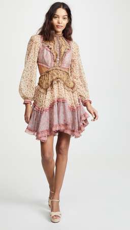 Zimmermann Juniper Cut Out Floating Dress Spliced Size 8