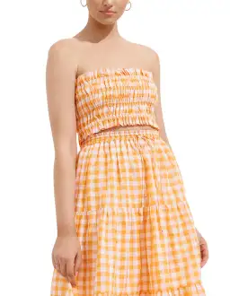 Steele Paradise Crop Top and Erica Skirt Set Papaya Check Size XS / AU 6