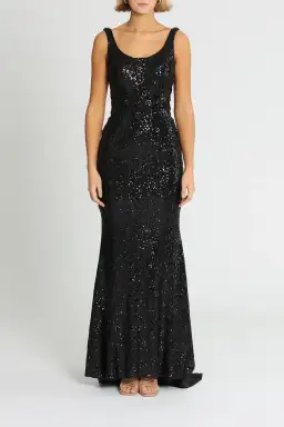 Tina Holly Annalise Sequin Gown in Black Size 8