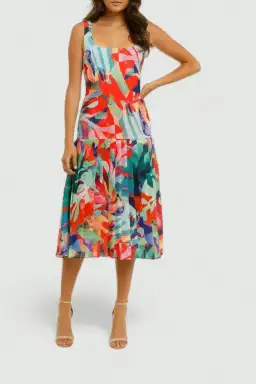 Vestire Miami Nights Midi Dress in Miami Print Size 6 for rent on The Volte - image 1
