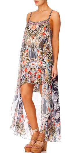 Cam mini dress W long overlay 