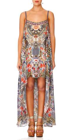Cam mini dress W long overlay 