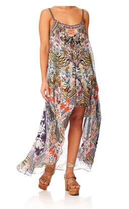 Cam mini dress W long overlay 