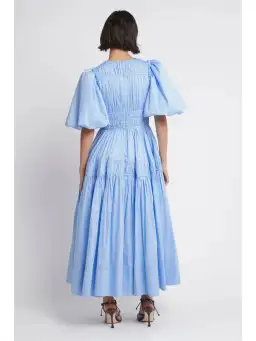 Aje Fallingwater Gathered Midi Dress Blue Size AU 4 for rent on The Volte - image 4