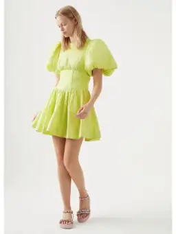 Aje Gianna Puff Sleeve Mini Dress in Lemon Size AU 6