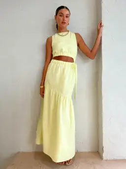 Sir The Label Francesca Dress In Butter Size 1/Au 8 