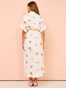 Alemais Blue Marlin Embroidered Dress In Cream Size 12 for rent on The Volte - image 3