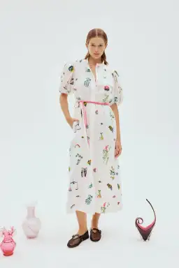 Alemais Atticus Embroidered Shirtdress Print Size 14 for rent on The Volte - image 3