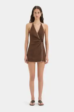 Sir the Label Affogato Twist Mini Dress Chocolate Size 1/Au 8 for rent on The Volte - image 1