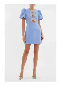 Rebecca Vallance Juliana Puff Sleeve Mini Dress Blue Size 12 for rent on The Volte - image 1