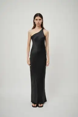 Beare Park Silk Satin One Shoulder Tank Dress Black Size 6