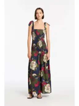 Sir The Label Francesca Shirred Maxi Dress Garcia Floral Print Size 1 / AU 8