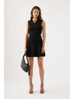 Aje Lena Knit Cut-out Dress in Black Size AU 14 for rent on The Volte - image 1