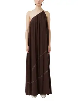 Camilla and Marc Castille One Shoulder Maxi Dress in Chocolate Brown Size 8 for rent on The Volte - image 4