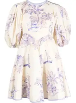 Zimmermann Linen Day Mini in Olive Toile Print Dress Size 2/Au 12 for rent on The Volte - image 3
