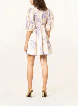 Zimmermann Linen Day Mini in Olive Toile Print Dress Size 2/Au 12 for rent on The Volte - image 2