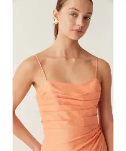 Aje Clarice Draped Maxi Dress in Sunset Orange Size AU 12 for rent on The Volte - image 3