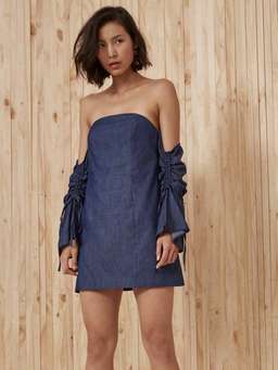 C/MEO COLLECTIVE - Right Kind Of Madness Dress Blue Denim Size 6 for rent on The Volte - image 1