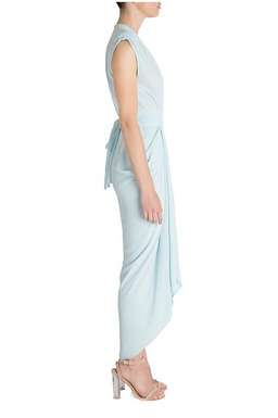 Carla Zampatti Diaphanous Waterfall Dress Ice Blue Size 6 for rent on The Volte - image 3