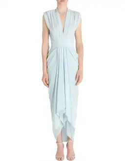 Carla Zampatti Diaphanous Waterfall Dress Ice Blue Size 6 for rent on The Volte - image 1