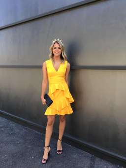 Rebecca Vallance Havana Mini Dress Yellow Size 6 for rent on The Volte - image 4