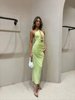 She Is Olla Dune Dress in Lime Spice Size S / AU 8