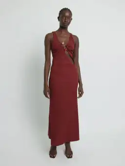 Christopher Esber Split Release Quartz Rib Dress Red Size 6