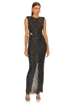 Self Portrait Rhinestone Gown in Black Size 8 for rent on The Volte - image 1