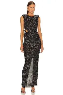 Self Portrait Rhinestone Gown in Black Size 8 for rent on The Volte - image 4