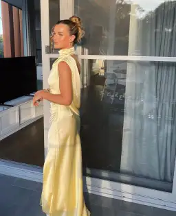 Misha Costantina Satin Gown in Soft Gold Yellow Size 8/S for rent on The Volte - image 3