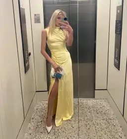 Misha Costantina Satin Gown in Soft Gold Yellow Size 8/S for rent on The Volte - image 8